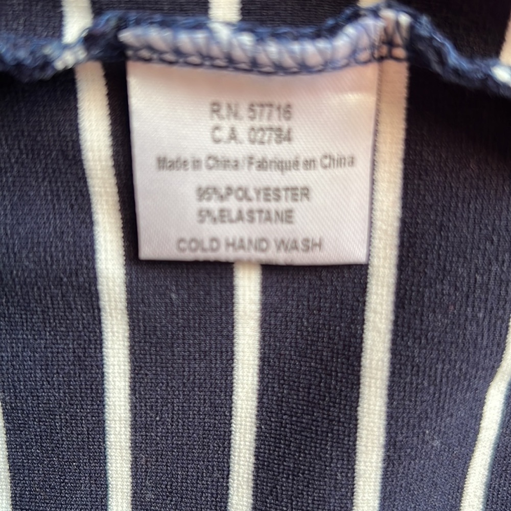 Papillon Striped Belted Ponte Shift Dress, navy and white - Picture 9 of 9